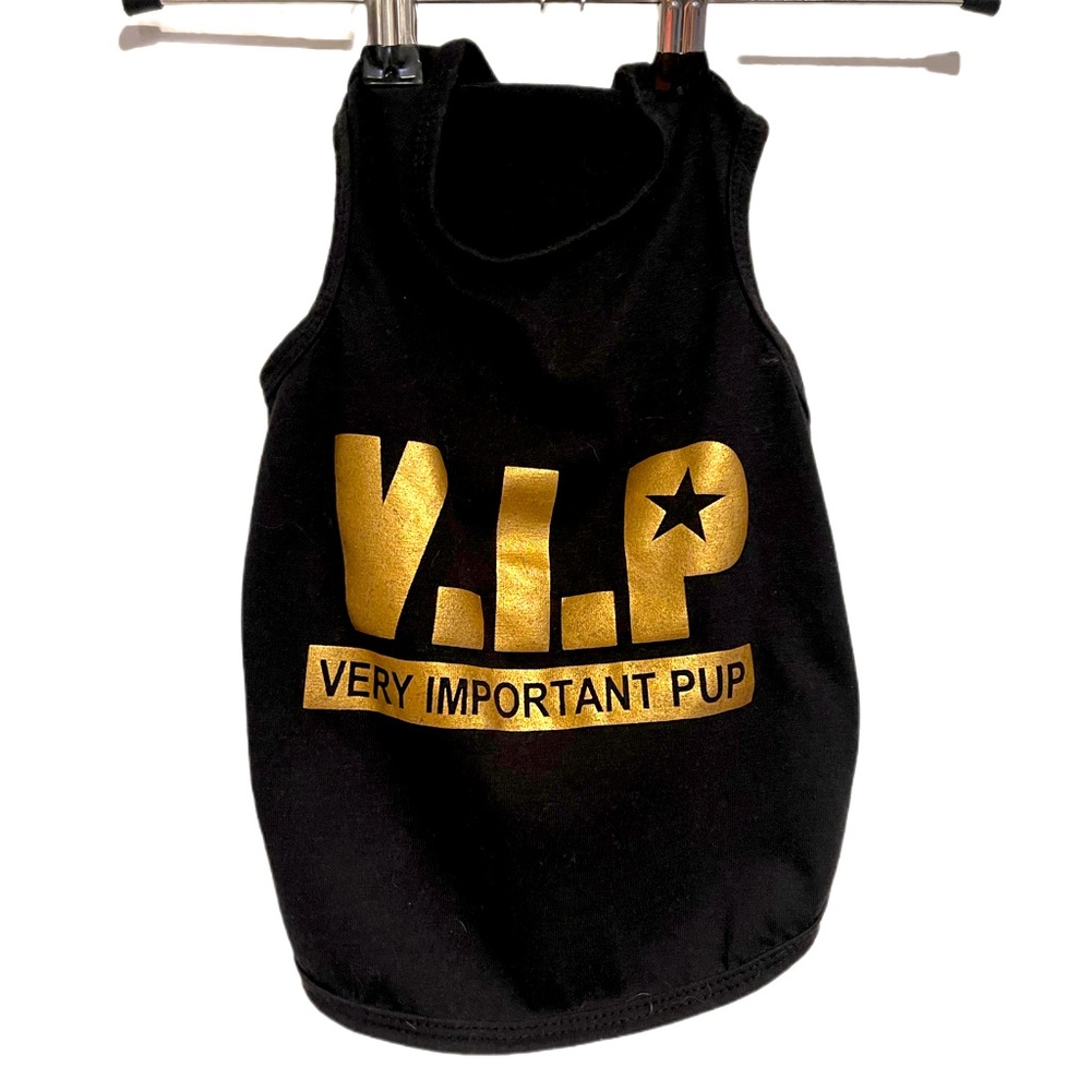 V.I.P. Very important pup small dog chihuahua shirt Sz sm black/gold
